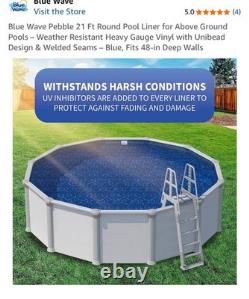 Blue Wave Pebble 21 Ft Round Pool Liner Above Ground Unibead Heavy Gauge 48 Wall