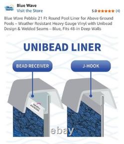 Blue Wave Pebble 21 Ft Round Pool Liner Above Ground Unibead Heavy Gauge 48 Wall