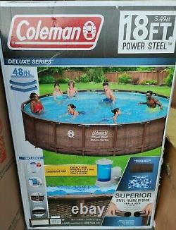 COLEMAN Power Steel 18' x 48 Round Above Ground Swimming Pool Set With Pump NEW