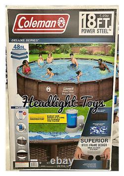 Coleman 18 x 48 Power Steel Frame Deluxe Round Above Ground Swimming Pool Pump