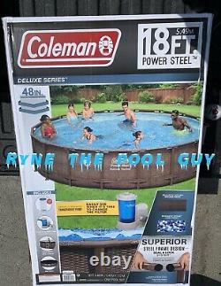Coleman 18ft x 48in Power Steel Deluxe Above Ground Swimming Pool withPump