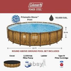 Coleman Power Steel 22 ft. X 52 in. Round Metal Frame Above Ground Pool Set