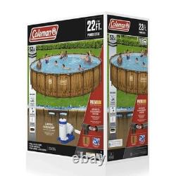 Coleman Power Steel 22 ft. X 52 in. Round Metal Frame Above Ground Pool Set