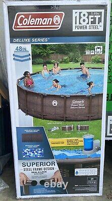 Coleman Power Steel Frame 18 x 48 Round Above Ground Swimming Pool Set NEW