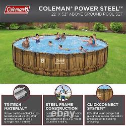 Coleman Power Steel Frame 22' X 52 Round Above Ground Pool Set With Cover