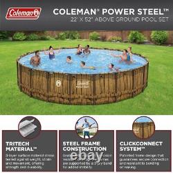 Coleman Power Steel Frame 22' X 52 Round Above Ground Pool Set With Cover Pump