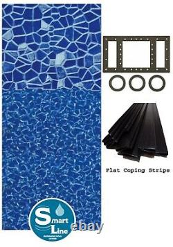 Cracked Glass Overlap Swimming Pool Liner with Coping Strips (Choose Size & Gauge)