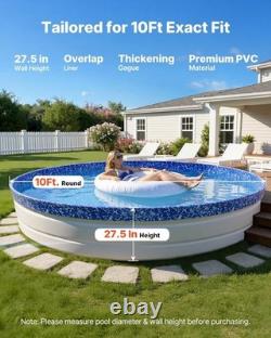 Durable 10 ft Heavy Vinyl Pool Liner for Above-Ground Pools Wrinkle-Free Fit