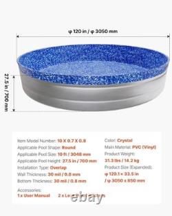 Durable 10 ft Heavy Vinyl Pool Liner for Above-Ground Pools Wrinkle-Free Fit