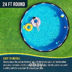 Durable 24-Foot Above-Ground Pool Liner Pad Prevents Punctures & Comforts Feet