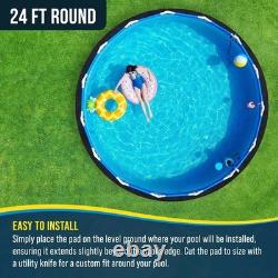 Durable 24ft Round Pool Liner Pad Easy Install, Protects