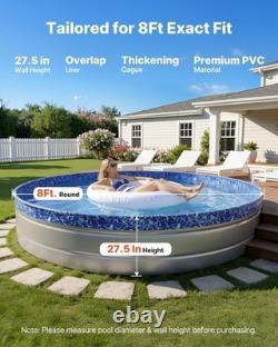 Durable 8ft Round Pool Liner Leak-Proof & All-Season Protection Design