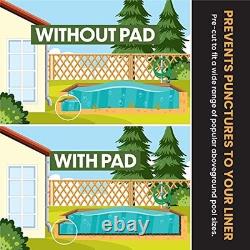Durable Above Ground Pool Liner Pad 12'x24' Puncture Resistant Floor Mat, Blac