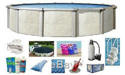 FALLSTON Above Ground Steel Wall Swimming Pool with Liner Step Filter Package