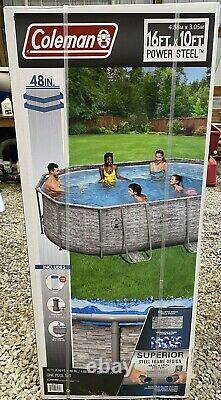 FREE SHIP NEW Coleman Power Steel 16 x 10 x 48 Oval Pool Set with Pump & Ladder