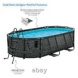 Funsicle 13ft x 8ft x 39.5in Oasis Designer Oval Swimming Pool, Dark Herringbone