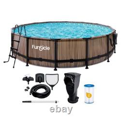 Funsicle 14' x 42 Oasis Round Outdoor Above Ground Pool, Natural Teak(Open Box)