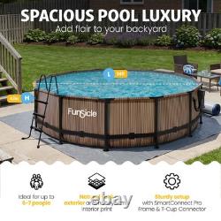 Funsicle 14' x 42 Oasis Round Outdoor Above Ground Pool, Natural Teak(Open Box)