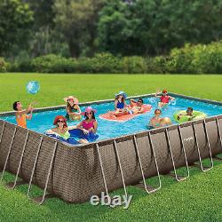 Funsicle 24'x12'x52 Oasis Rectangle Outdoor Above Ground Swimming Pool, Brown