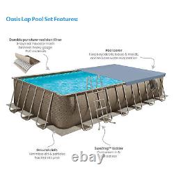 Funsicle 24'x12'x52 Oasis Rectangle Outdoor Above Ground Swimming Pool, Brown