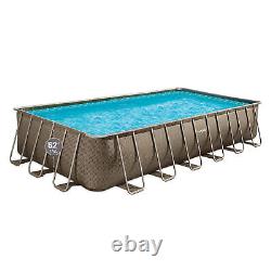 Funsicle 24'x12'x52 Oasis Rectangle Outdoor Above Ground Swimming Pool, Brown