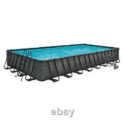 Funsicle 32'x16'x52 Oasis Rectangle Outdoor Above Ground Swimming Pool, Gray