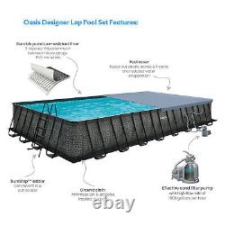 Funsicle 32'x16'x52 Oasis Rectangle Outdoor Above Ground Swimming Pool, Gray