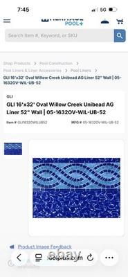 GLI 16x32 Oval Willow Creek Unibead Above Ground Pool Liner for 52 Wall