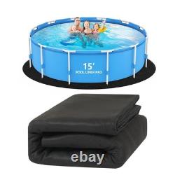 Heavy-Duty Round Above Ground Pool Pad 12/15/18 FT Ultra-Thick Black Liner