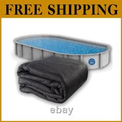 High-Quality Black Pool Liner Pad 18' x 33' Oval Prevents Damage & Footprints