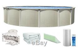 IMPRESSIONS Round Above Ground Swimming Pool with Liner, Pad, Cove & Wall Foam Kit