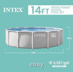 INTEX Prism Frame 14ft x 42in Premium Above Ground Pool Set with Filter Pump