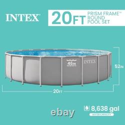 INTEX Prism Frame 20ft x 52in Premium Above Ground Pool Set with Filter Pump