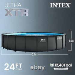 INTEX Ultra XTR 24ft x 52in Round Frame Above Ground Swimming Pool Set with Pump