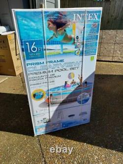 Intex 16ft x 48in ClearView Prism Above Ground Pool with Filter Pump + Ladder