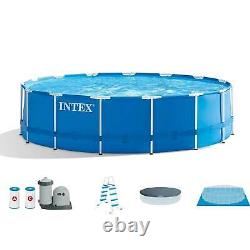 Intex 18ft x 48in Metal Frame Swimming Pool Set with 1,500 GFCI Pump & Filter