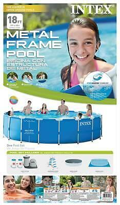 Intex 18ft x 48in Metal Frame Swimming Pool Set with Pump + 6 Filter Cartridges