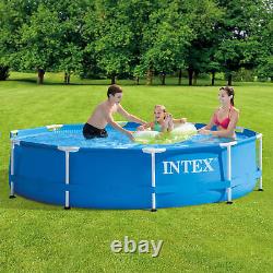 Intex Metal Frame Outdoor Pool Set with Cover & Type H Filter Cartridge (6 pack)