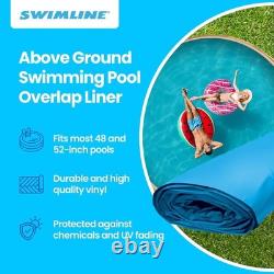 LI214820 21 Foot Solid Blue Round Above Ground Swimming Pool Overlap Liner 20