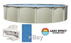 Lake Effect 24' x 48 Round Impressions Above Ground Swimming Pool with Liner