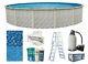 Lake Effect 24' x 52 Round Meadow Swimming Pool with Boulder Liner, Pump & Ladder