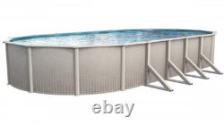 Lake Effect IMPRESSIONS Above Ground Swimming Pool with Plain Blue Liner & Skimmer