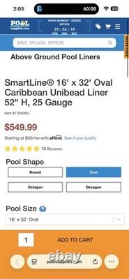 LinerWorld Above Ground Pool Liner 16x32 Unibeaded