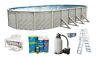 MEADOWS Oval Above Ground Steel Wall Swimming Pool with Liner Ladder Package Kit