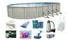 MEADOWS Oval Above Ground Steel Wall Swimming Pool with Liner, Step Package Kit