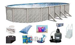 MEADOWS Oval Above Ground Swimming Pool with Liner, Step, Filter & Pool Cleaner