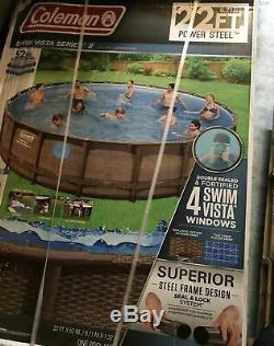 MISSING LINER Coleman 22ft x 52in Pool Frame + Pump + Filter + Cover + Ladder