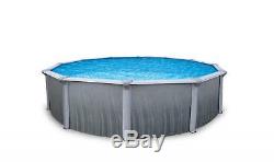 Martinique 18' Round 52 Deep Above Ground Pool with Solid Blue Overlap Liner