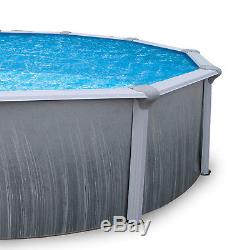 Martinique 21' Round 52 Deep Above Ground Pool with Solid Blue Overlap Liner