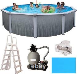 Martinique 52 Round Oval Above Ground Swimming Pool Package 7 Steel Top Rail